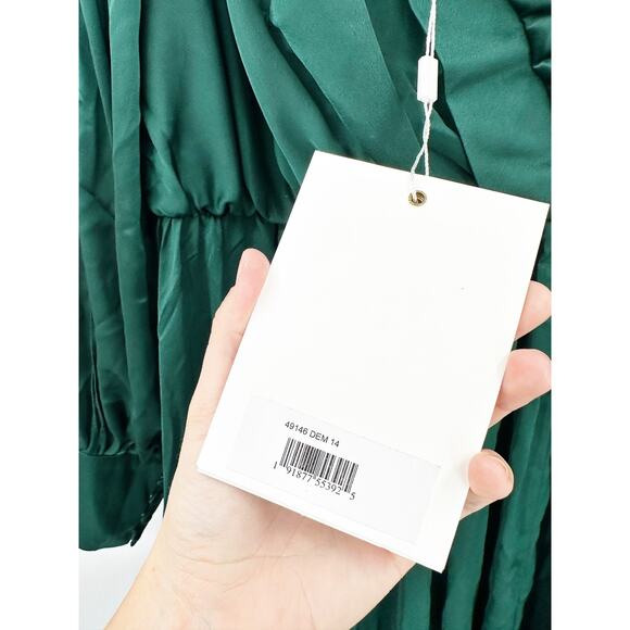 Mac Duggal 49146 Bishop Sleeve Emerald Gown 14 NWT - Picture 3 of 6